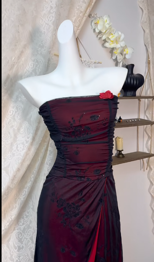 Black Chiffon Strapless Bodycon Short Prom Dress Homecoming Dress HZ1024