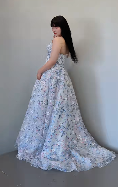 White Off-the-shoulder A-Line Tulle Long Prom Dresses Elegant Wedding Dress with Appliques HZ1024