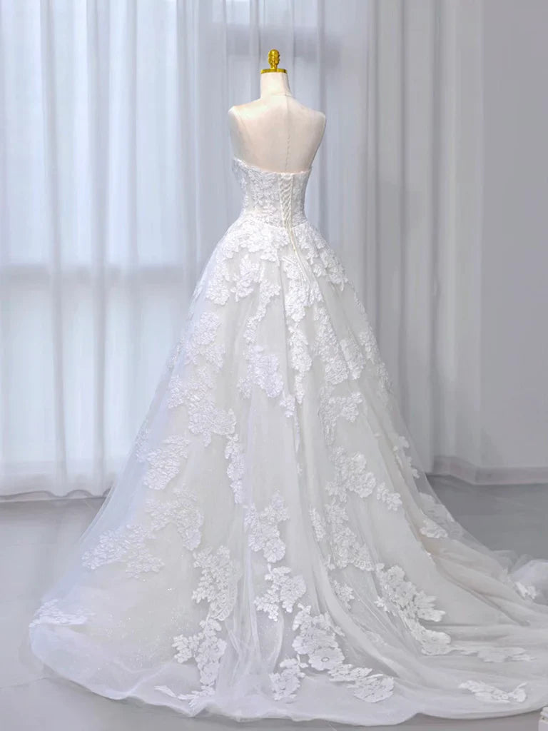 A-Line Tulle Lace Beige Long Prom Dress, Beige Long Formal Dress  ED026