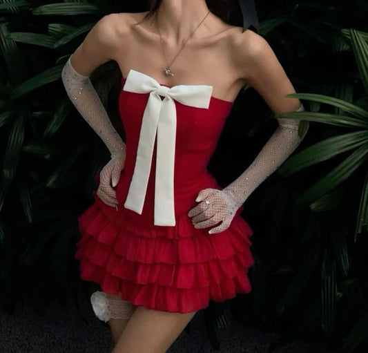 Black Strapless A-Line Satin Short Prom Dresses Homecoming Dress with Bow HZ1024
