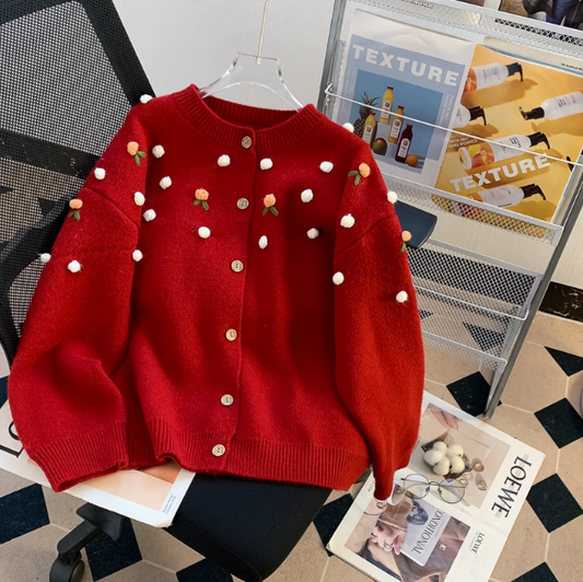 Christmas atmosphere loose long sleeve cardigan HZ1024