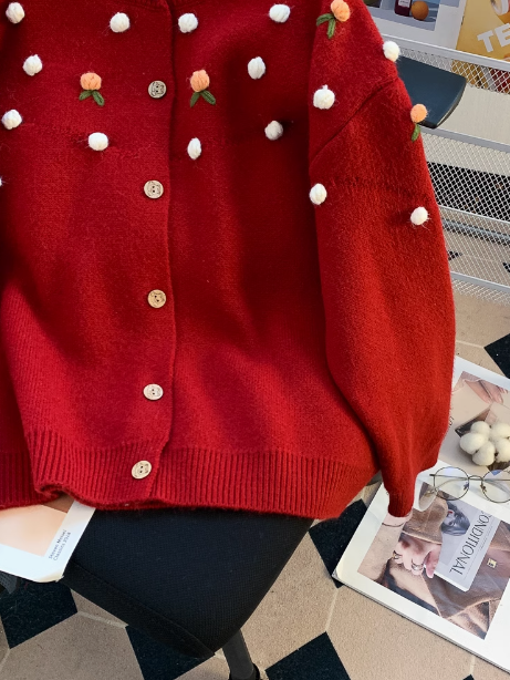 Christmas atmosphere loose long sleeve cardigan HZ1024