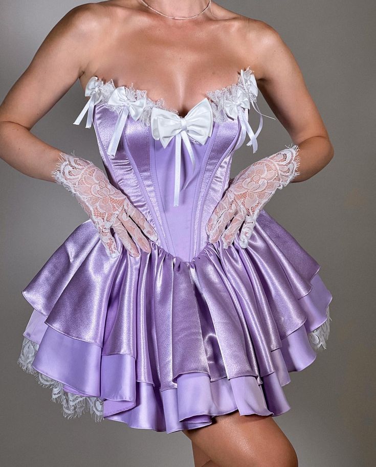 Purple Strapless A-Line Satin Lace Short Prom Dresses Homecoming Dress HZ1024