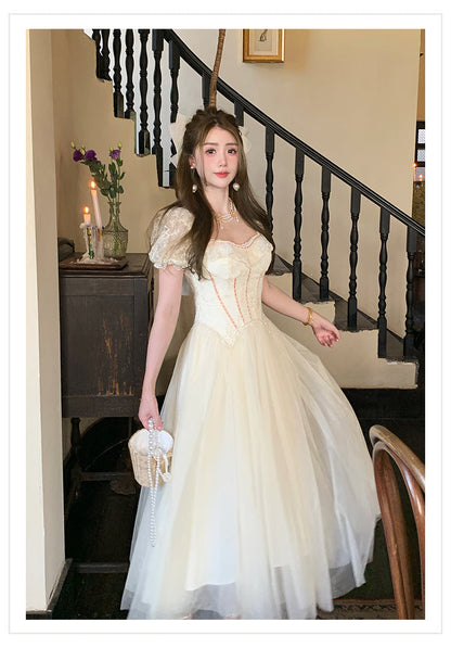 Light Apricot A-Line Sweetheart Neck Tulle Lace Long Prom Dresses Sweet Birthday Evening Gowns HZ1024