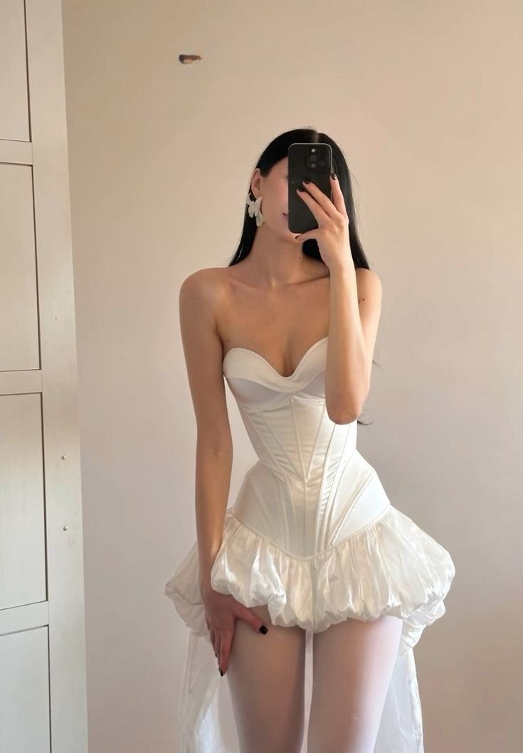 White Sweetheart A-Line Satin Hi-Lo Prom Dresses Homecoming Dresses HZ1024