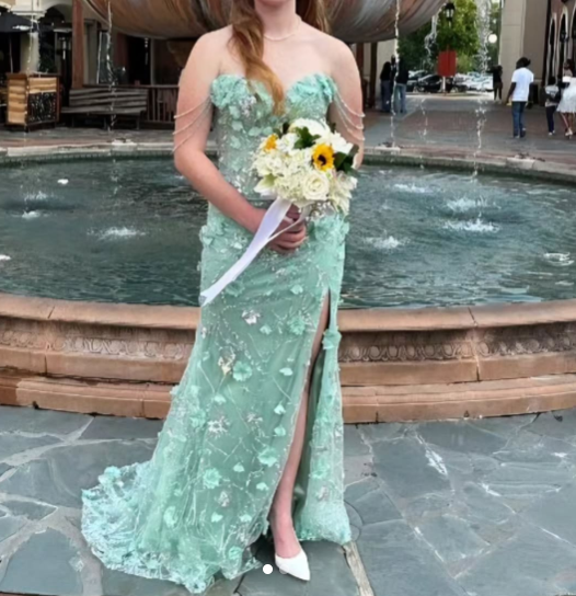 Green Off-the-shoulder Mermaid Tulle Beaded Long Prom Dresses Appliques Wedding Guest Dress Formal Dress HZ1024