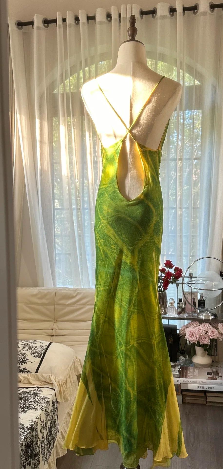 Green Spaghetti Straps Mermaid Chiffon Long Prom Dresses Elegant Evening Gowns with Beading HZ1024