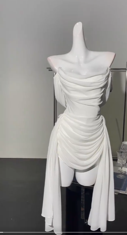 White Off Shoulder Sheath Chiffon Short Prom Dresses Fashion Homecoming Dresses HZ1024