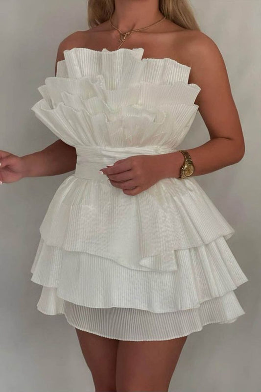 Strapless A-Line Short Stunning Prom Dress Fashion Homecoming Dress with Pleats HZ1024