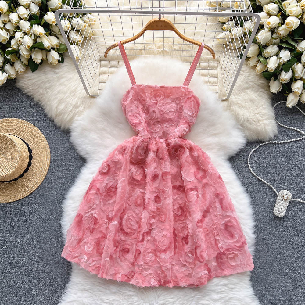 Sweetheart Pink Spaghetti Straps A-Line Printed Chiffon Short Stunning Party Dress ED02920