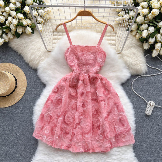 Sweetheart Pink Spaghetti Straps A-Line Printed Chiffon Short Stunning Party Dress ED02920