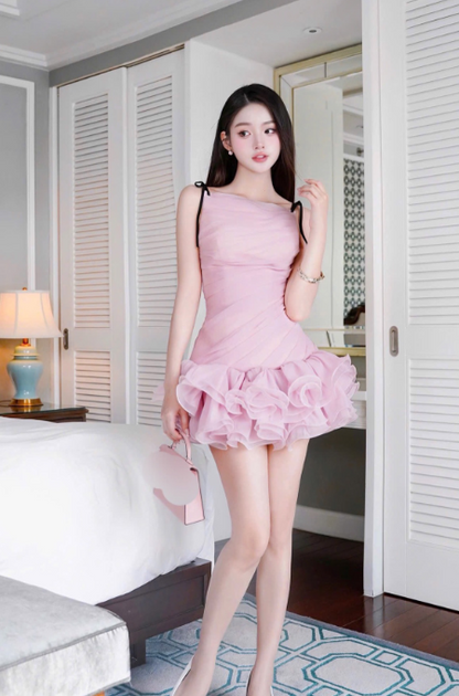 Pink Bateau Sheath Tulle Short Evening Dress Sweet Homecoming Dresses HZ1024