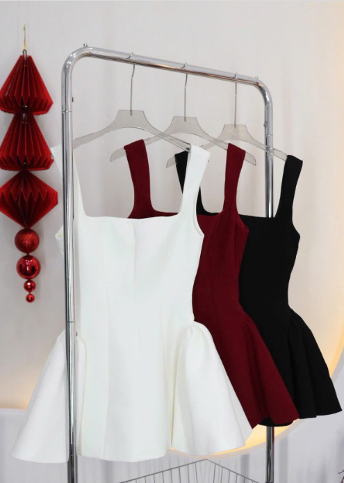 White Square Neck A-Line Satin Short Party Dresses Sweet 16 Birthday Dress HZ1024