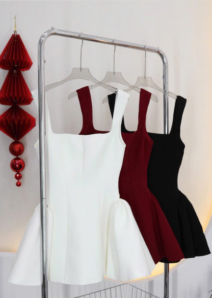 White Square Neck A-Line Satin Short Party Dresses Sweet 16 Birthday Dress HZ1024
