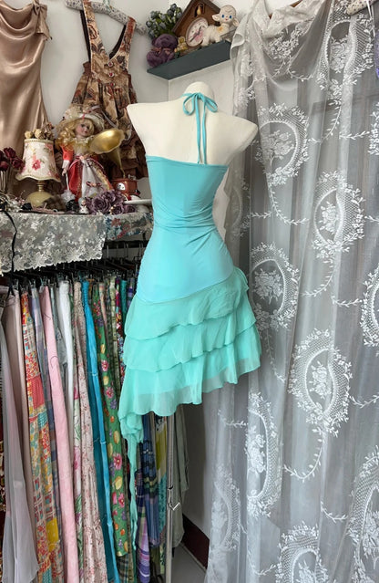 Stunning Blue Halter Bodycon Short Party Dress ED03043