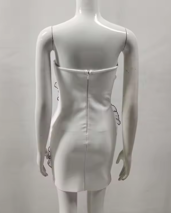 White Strapless Birthday Dresses Sheath Satin White Short Formal Dresses Fashion Party Dresses HZ1024