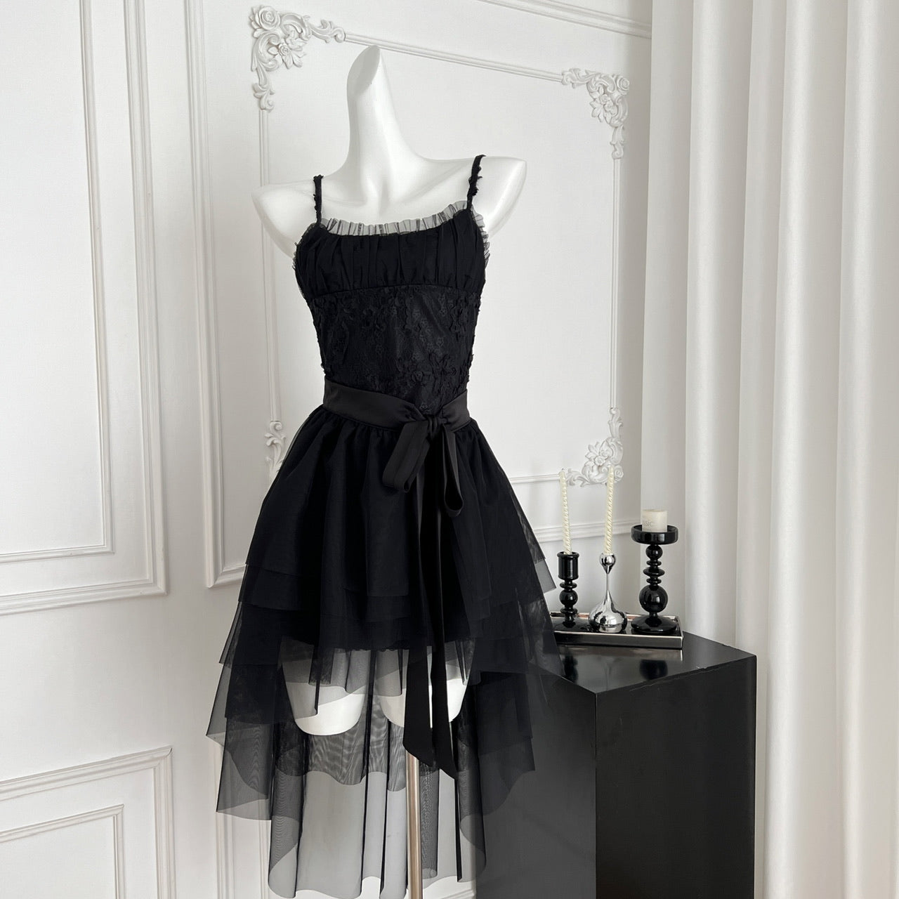 Pink Spaghetti Straps A-Line Tulle Lace Short Birthday Dress Outdoor Party Outfit HZ1024
