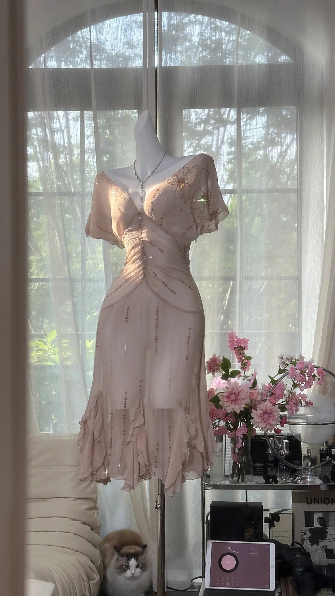 Elegant V-neck Short Sleeve Chiffon Short Dress ED03138