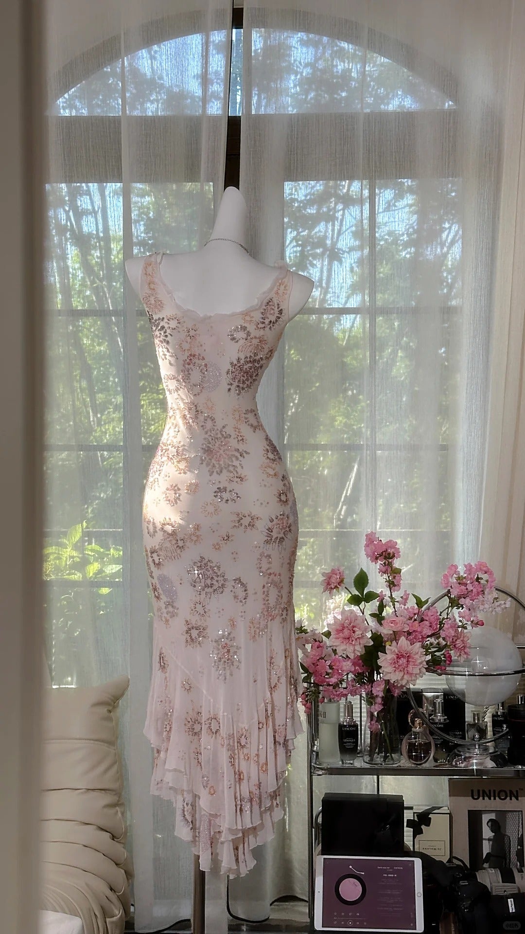 Glamour Apricot V-neck Sheath Chiffon Short Prom Dresses Elegant Evening Gowns with Beading ED03142