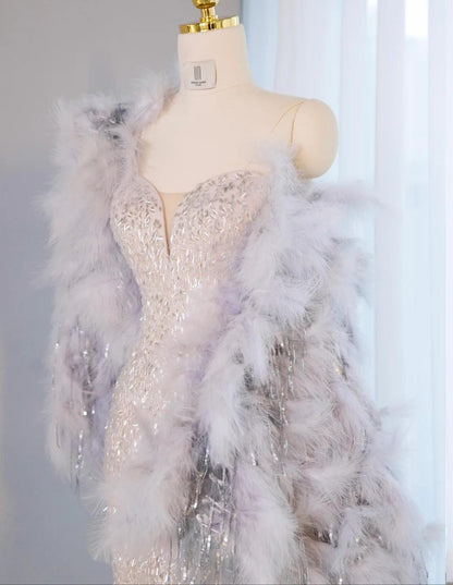 Elegant Silver Sweetheart Mermaid Sequins Long Prom Dresses Formal Evening Gowns ED03191