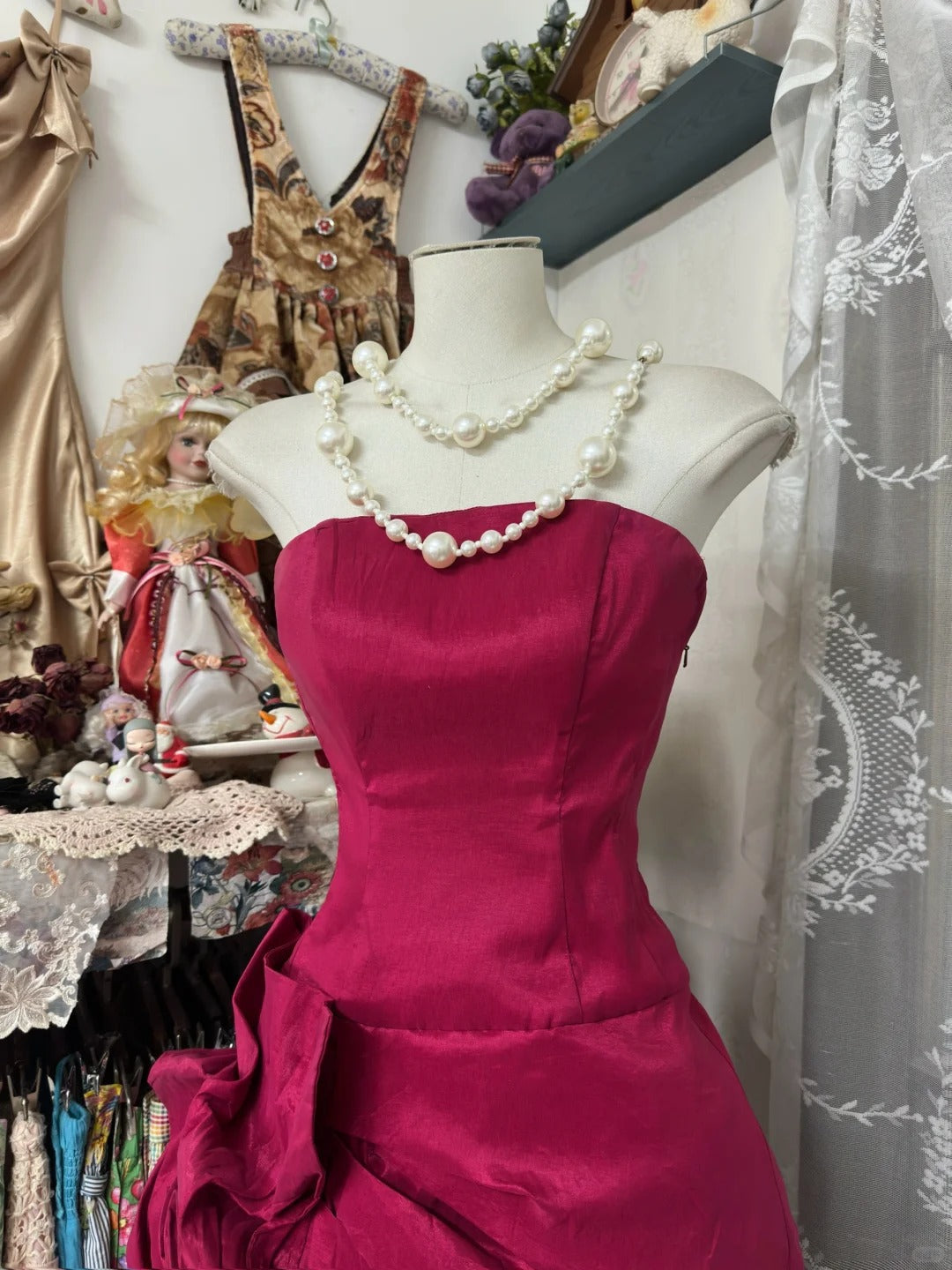 Red Strapless A-Line Taffeta Short Prom Dresses Classic Homecoming Dress HZ1024