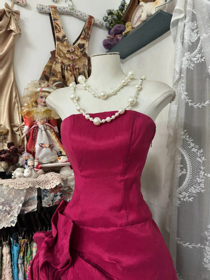 Red Strapless A-Line Taffeta Short Prom Dresses Classic Homecoming Dress HZ1024