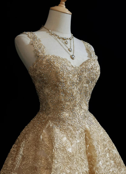 Glamour Gold Sweetheart Neck A-Line Tulle Sequin Short Prom Dresses Sweet 16 Dress ED03207