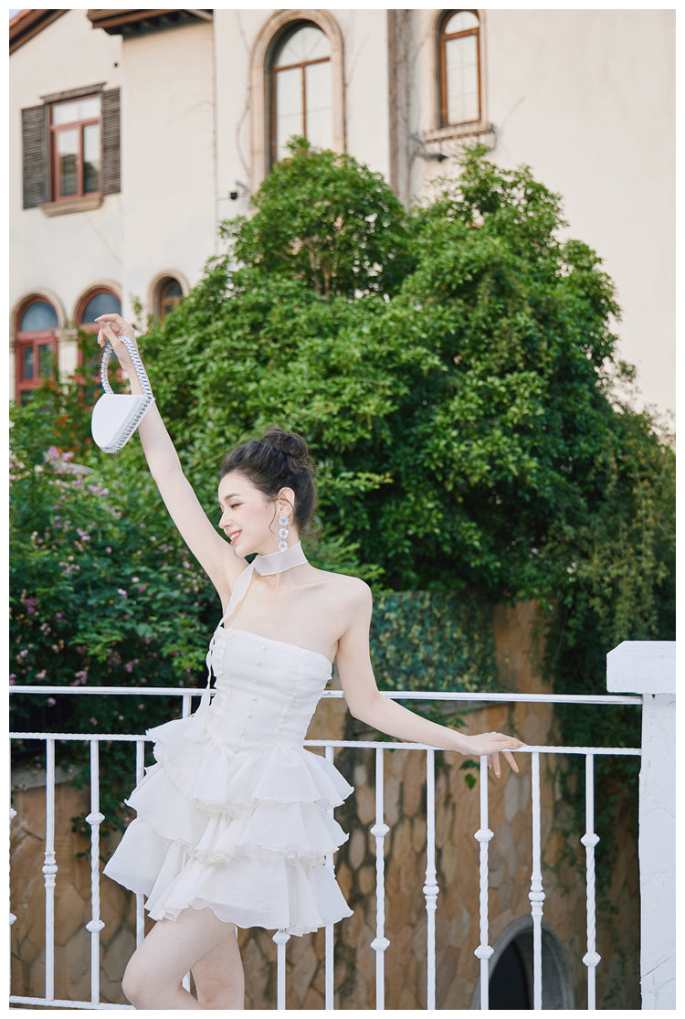 White A-Line Strapless Chiffon Short Homecoming Dress Sweet 16 HZ1024