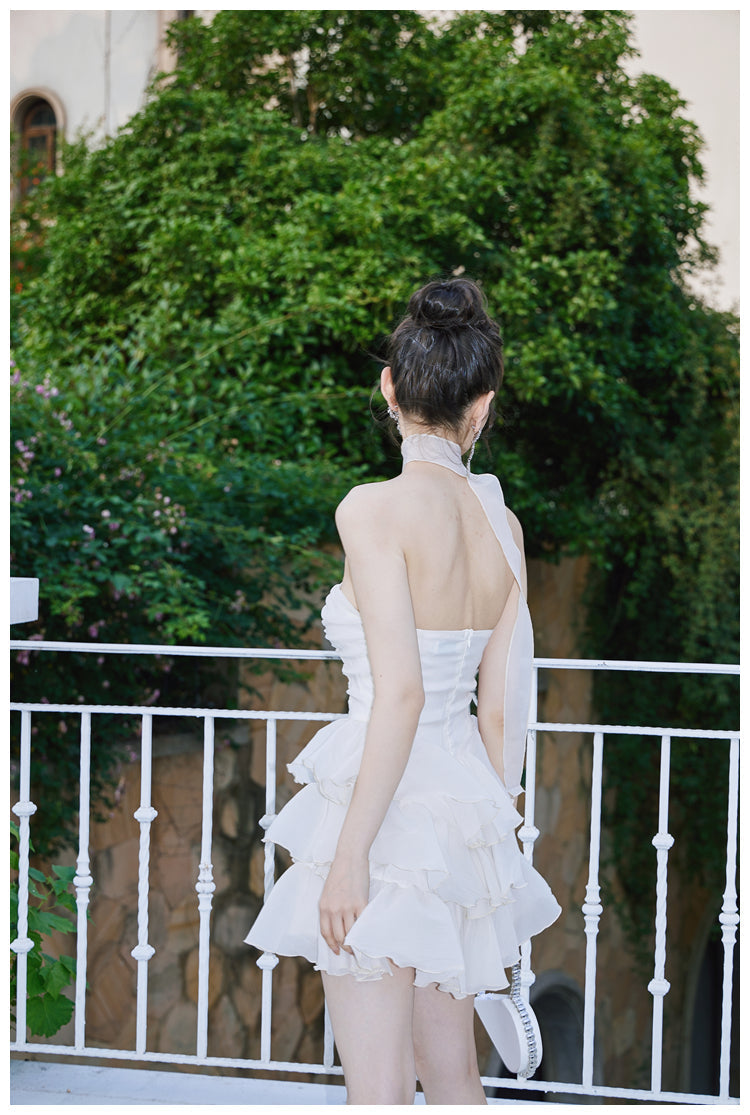 White A-Line Strapless Chiffon Short Homecoming Dress Sweet 16 HZ1024