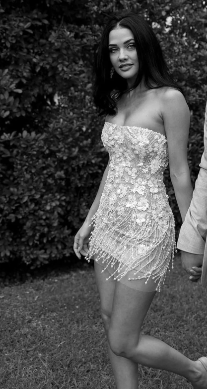 Sexy Bodycon Strapless Beaded Short Outdoor Party Dress Fashion Wedding Dress ED03278