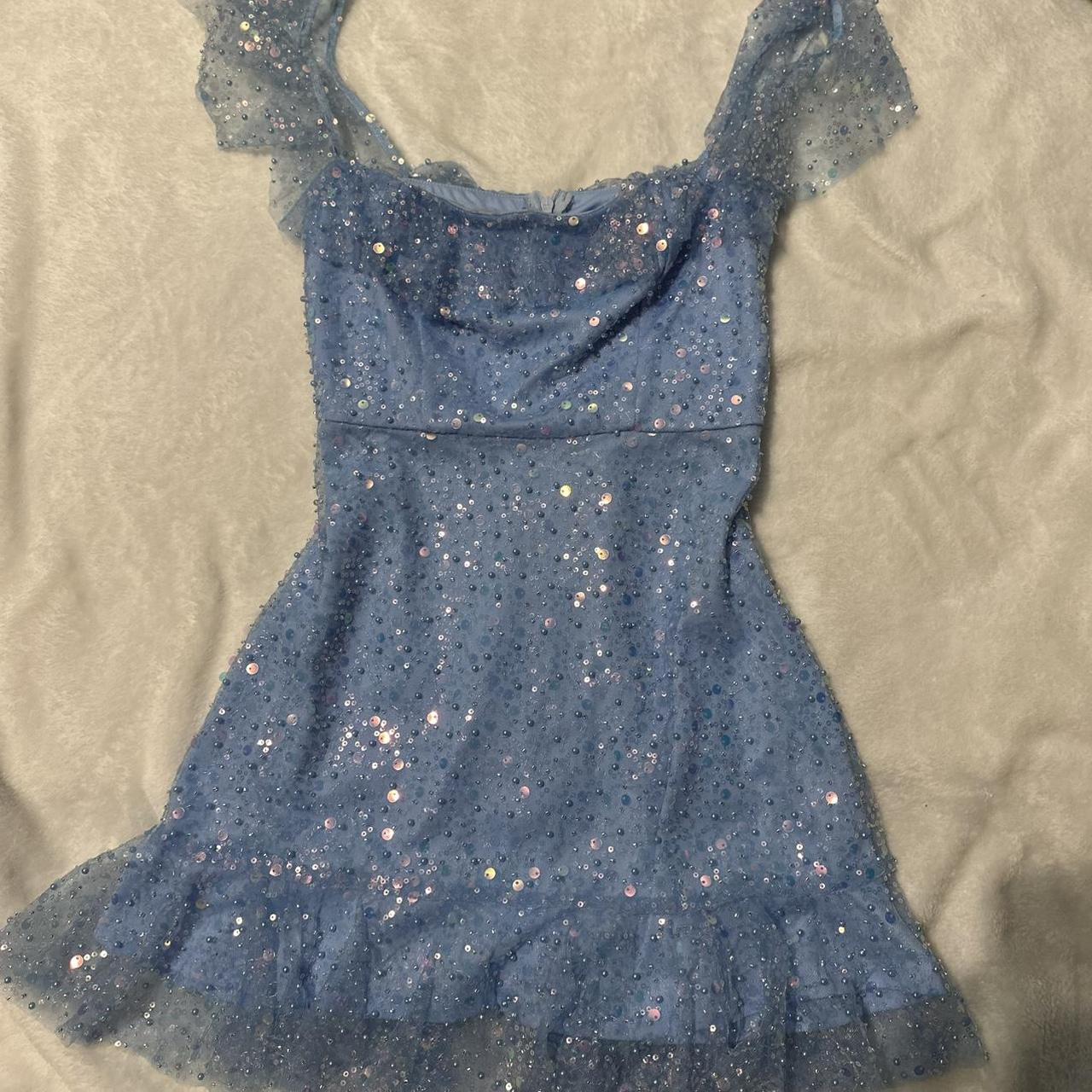 Sky Blue Square Neck Sheath Tulle Beaded Short Homecoming Dresses HZ1024