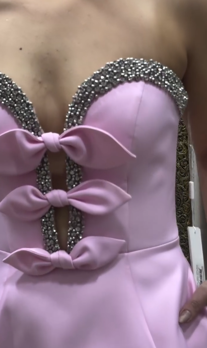 Pink Strapless A-Line Satin Beaded Short Homecoming Dress, Sweet 16 Dress HZ1024