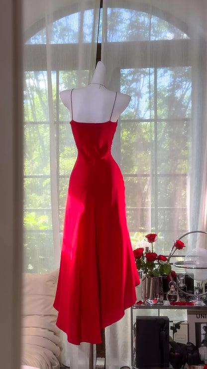 Glamour Red V-neck Sheath Chiffon Short Party Dress, Retro Prom Dresses ED03338