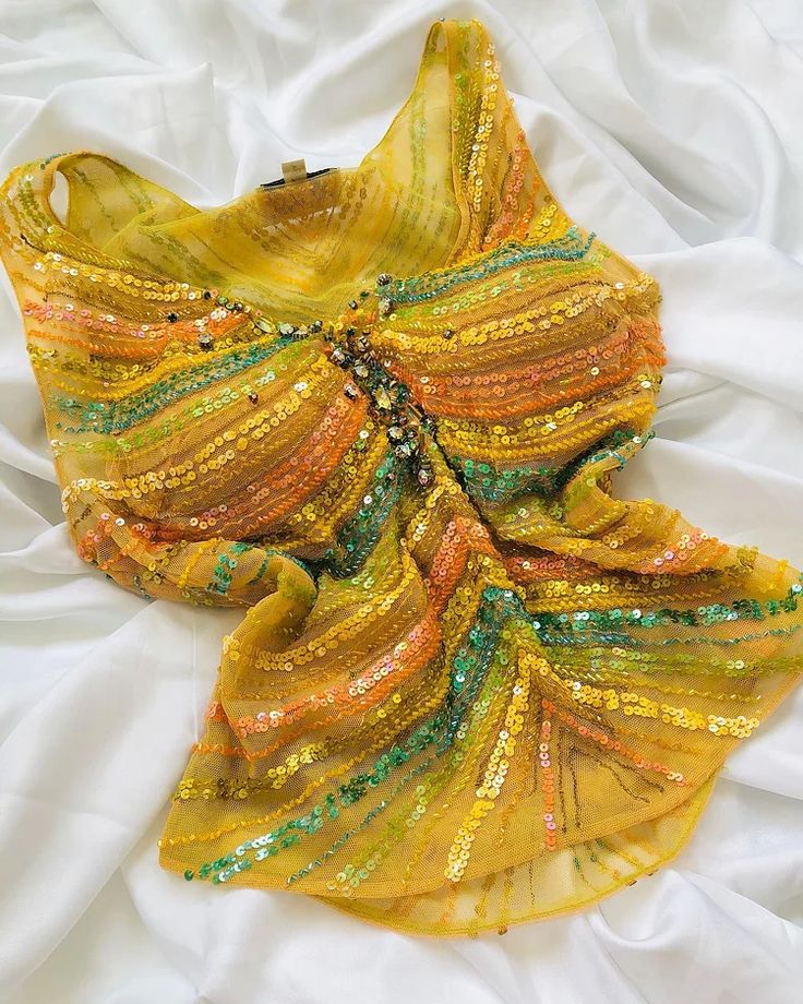Yellow Two-piece Long Prom Dresses Tulle Birthday Dress with Sequins HZ1024