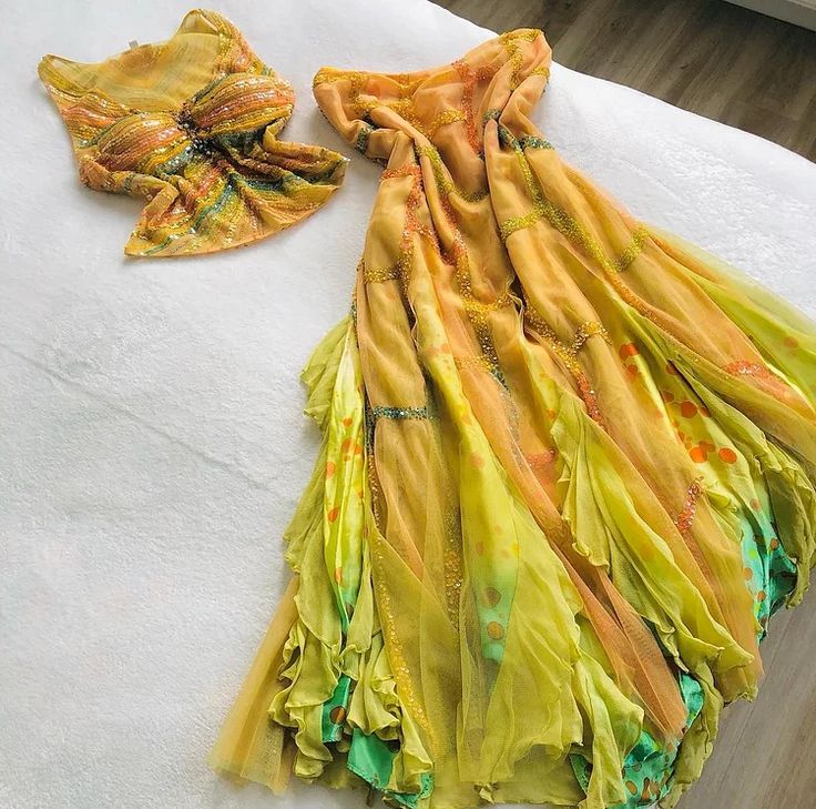 Yellow Two-piece Long Prom Dresses Tulle Birthday Dress with Sequins HZ1024