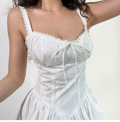 Black Spaghetti Strap A-Line Lace Short Outdoor Party Dress, Summer Fashion Outfit HZ1024