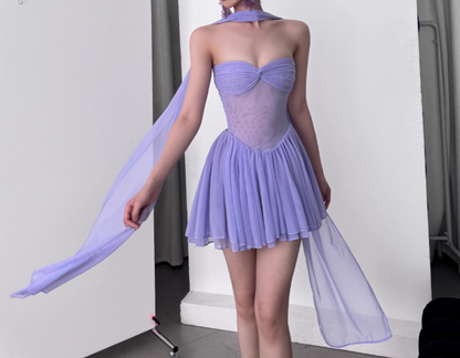 Gorgeous Purple A-Line Strapless Chiffon Short Birthday Party Dress ED03369