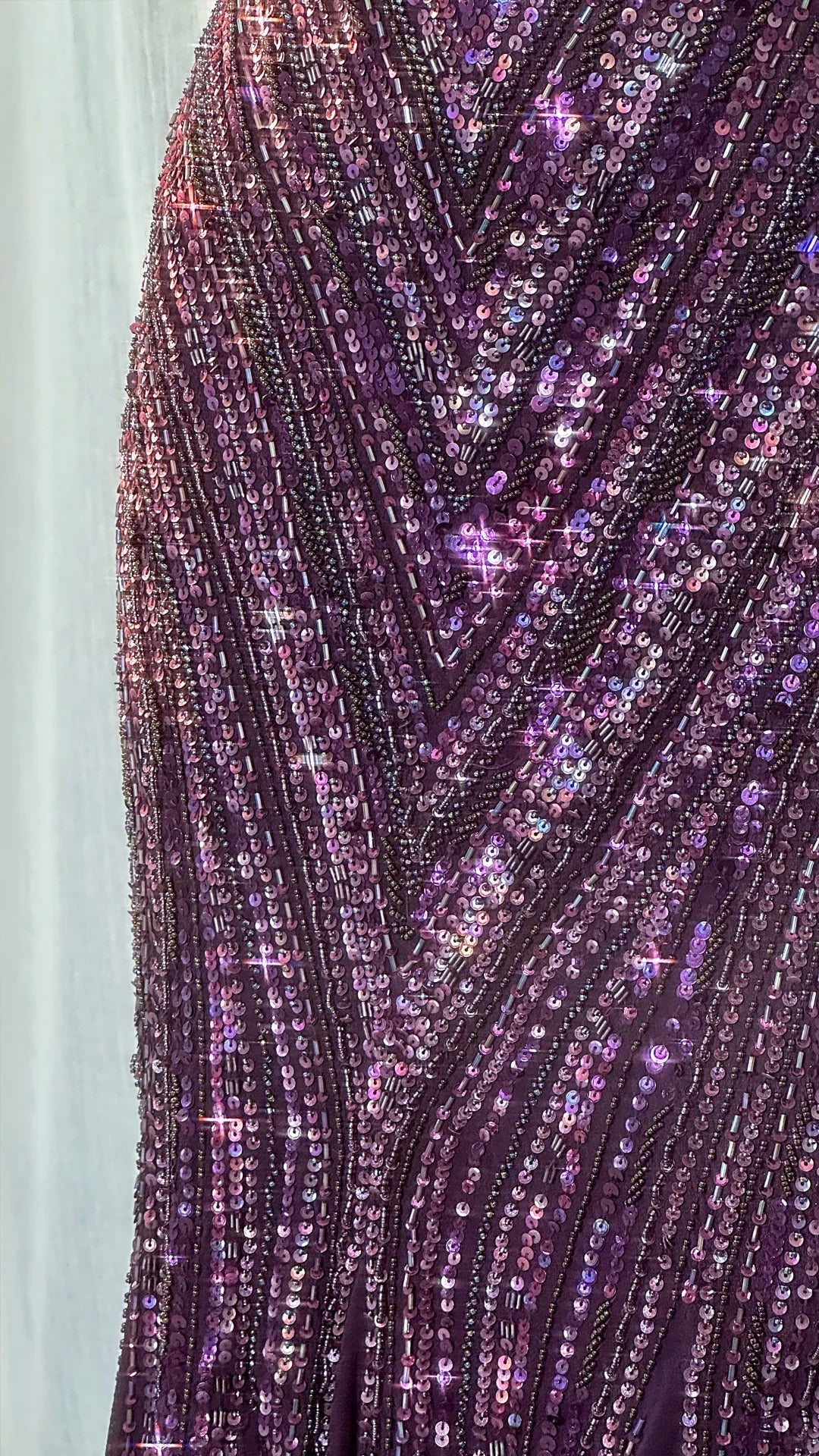 Glamour Dark Purple Guest Dresses V-Neck Mermaid Beaded Chiffon Long Stunning Prom Dresses, Formal Evening Dresses ED03375