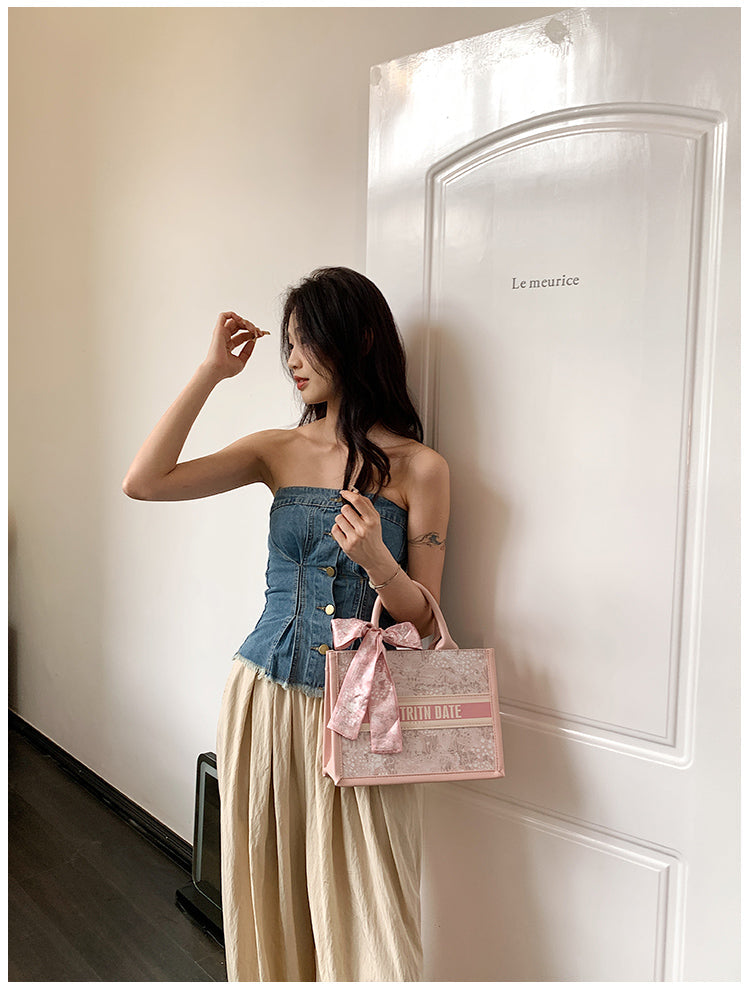 Fashion canvas shoulder commuter handbag ED0340