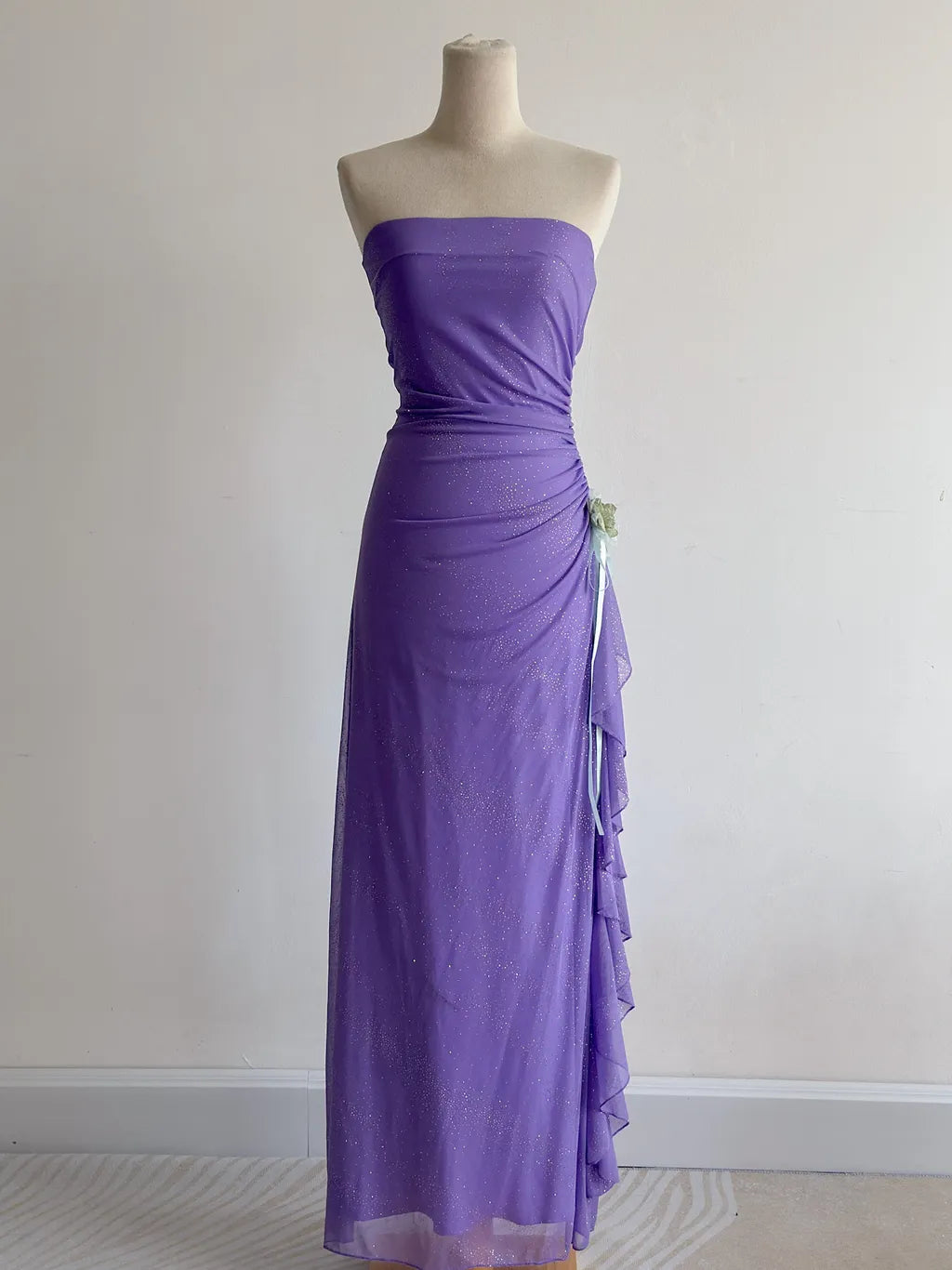 Strapless Sheath Purple Glitter Chiffon Evening Dress, Sweet 18 Dress HZ1024