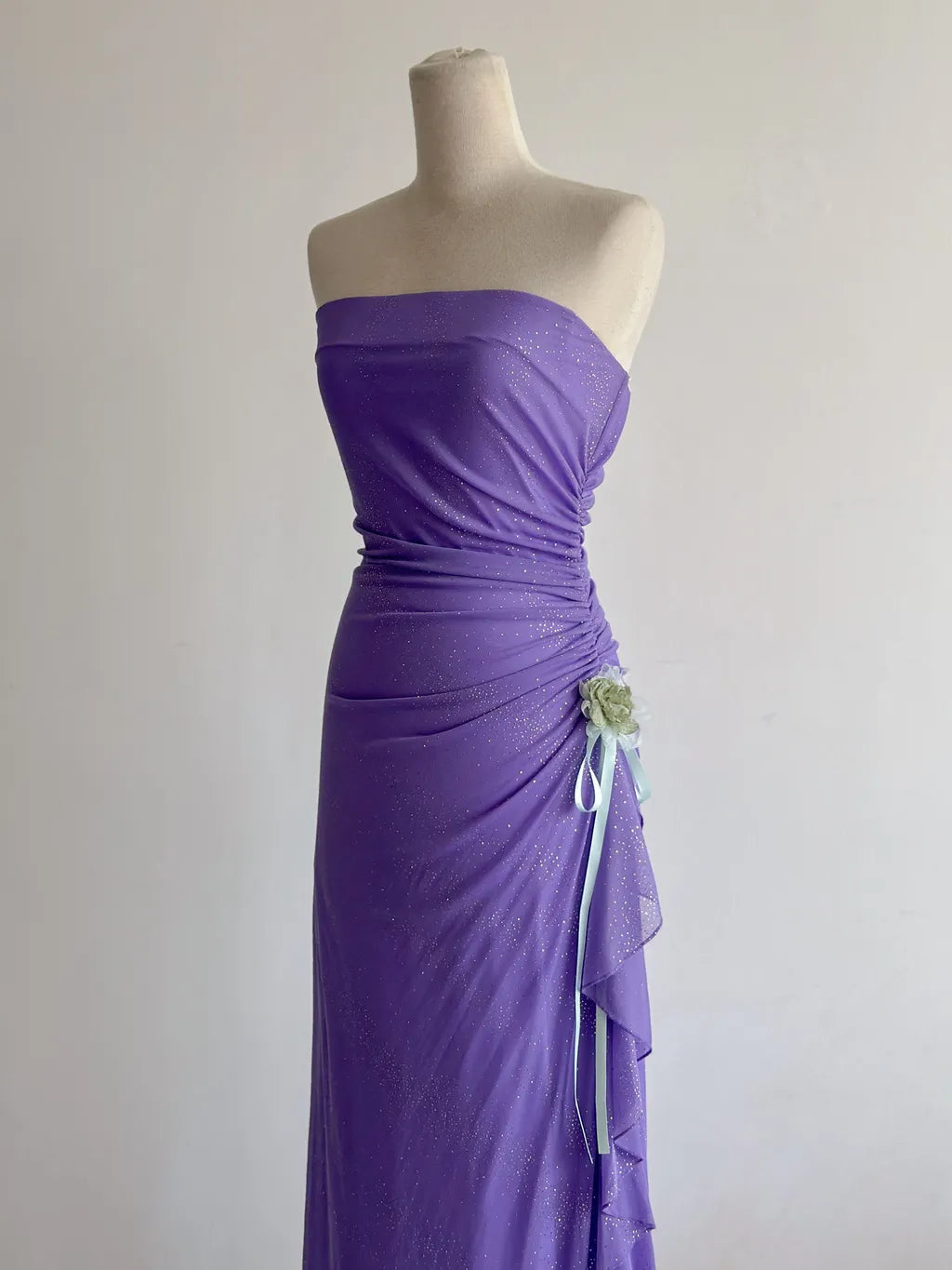Strapless Sheath Purple Glitter Chiffon Evening Dress, Sweet 18 Dress HZ1024