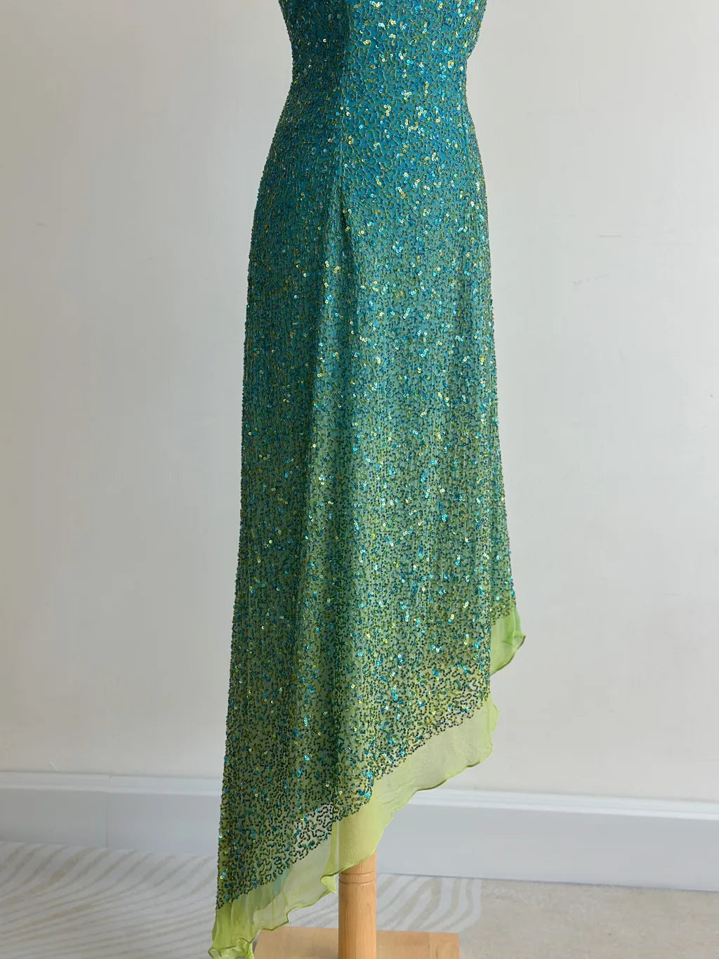 Blue Sheath One Shoulder Beaded Chiffon Birthday Party Dress, Fairytale Prom Dresses HZ1024