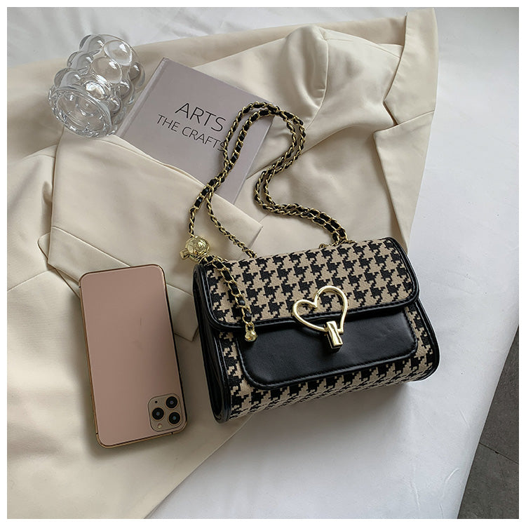 Houndstooth Versatile Shoulder Chain Crossbody Bag HZ1024
