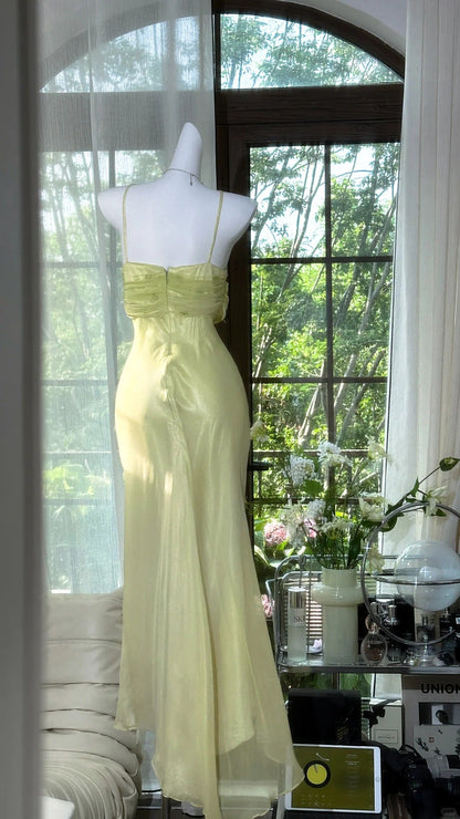 Vintage Halter  Sheath Chiffon Beaded Formal Dresses, Light Green Long Prom Dresses ED03464