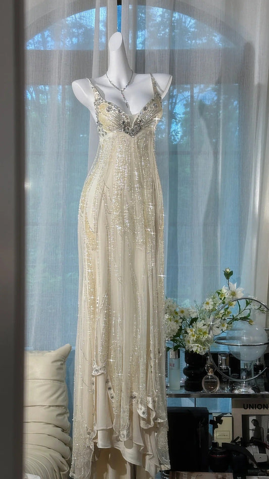 Vintage Sweetheart Neck Sheath Tulle Long Prom Dresses Formal Evening Dresses ED03500