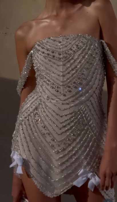 Off Shoulder Sheath Beaded Homecoming Dresses Gorgeous Short Wedding Dress HZ1024
