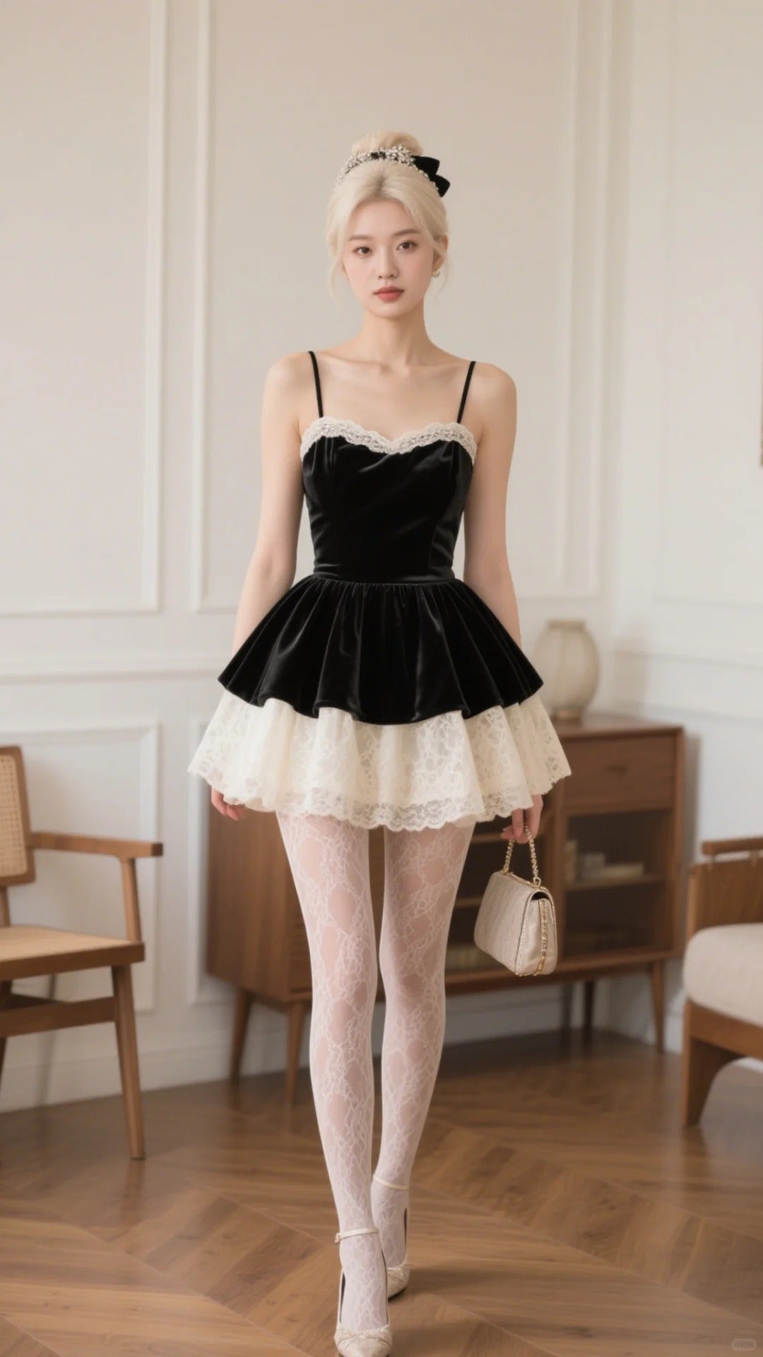 Black Spaghetti Strap A-Line Lace Velvet Short Homecoming Dresses HZ1024
