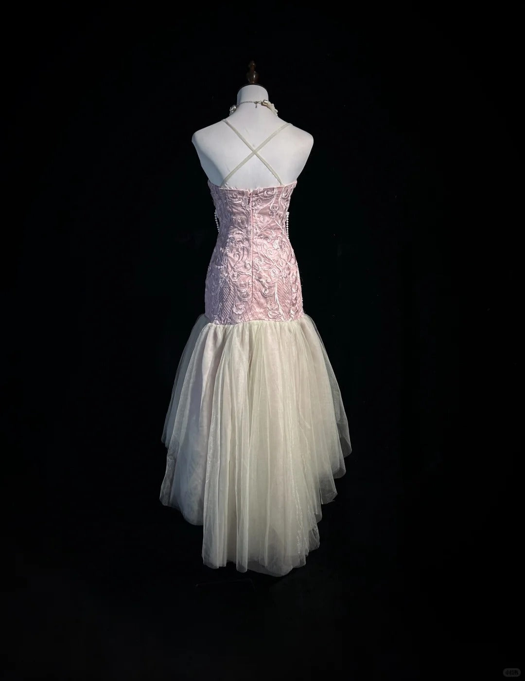 Pink Strapless Sheath Tulle Embroidery Short Evening Dress HZ1024
