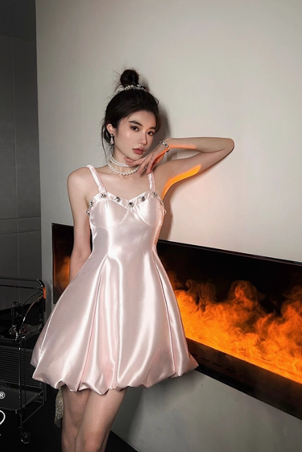 Pink Birthday Dress A-Line Satin Short Homecoming HZ1024