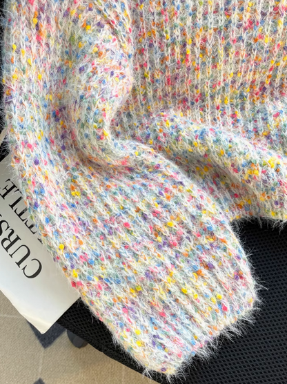 Gentle colorful V-neck lantern sleeve sweater ED0352
